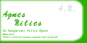agnes milics business card