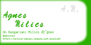 agnes milics business card